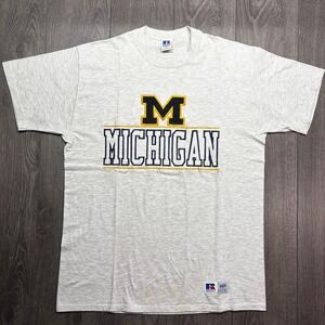 Vintage Russell Athletic Michigan Wolverines T-Shirt XL Grey 90s Made in USA